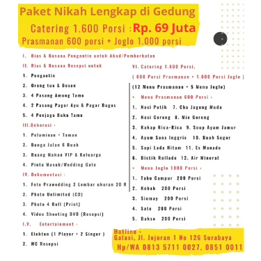 Pricelist Paket Nikah Lengkap di Gedung